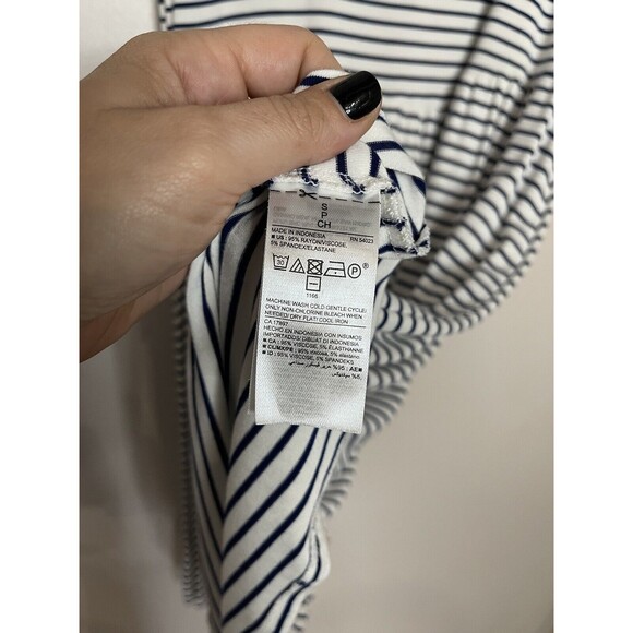 Old Navy White Navy Striped Short Sleeve Stretchy Mini Fit Flare Womens Small - Picture 5 of 5